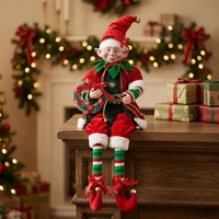 Estatua de Elfos de Terciopelo Rojo y Verde de 60 cm, Novedades para el Dormitorio, Adornos Navideños Modernos