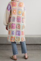 Personnalisé élégant Mohair Cardigan femmes mamie carré Crochet Floral dames tricots à manches longues luxe femmes Crochet pull