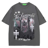 T-shirt à manches courtes en coton 100% pour homme et femme, style vintage surdimensionné, niche américaine, style couple, impression DTG
