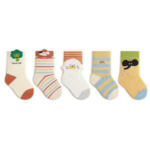 Calzini per Neonati <span class=keywords><strong>a</strong></span> Mezza Gamba in Cotone Jacquard Sottile Antibatterico con Motivi <span class=keywords><strong>a</strong></span> <span class=keywords><strong>Righe</strong></span> in Stile Coreano per Bambini e Bambine, Nuova Collezione Primaverile - Product Image 5