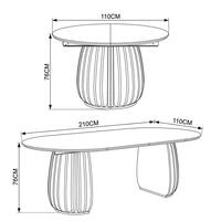 Table de salle à manger d'hôtel moderne avec design à panneaux et plateau extensible 1100-2100 mm, texture bois MDF, rail silencieux robuste