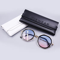 Étui pour lunettes de soleil pliable en cuir PU portable Boîte à lunettes pliante avec logo personnalisé