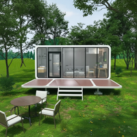 Villa Modulaire Pliable Détachable à Double Étage de 20 pieds, Conteneur Mobile Type Apple Cabin, Capsule Étanche Noire pour Jardin et Maison