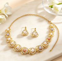 Parures de bijoux plaquées or 2026 avec perles d'imitation, collier chaîne bambou et boucles d'oreilles, accessoires de mariée, de mariage et de soirée pour femmes