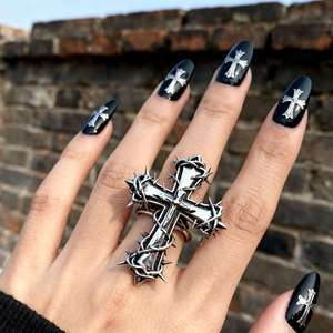 Anillos <span class=keywords><strong>de</strong></span> Joyería <span class=keywords><strong>de</strong></span> Acero Inoxidable <span class=keywords><strong>de</strong></span> Moda, Anillos con Diseño <span class=keywords><strong>de</strong></span> Murciélago y Cruz, Anillos Creativos Retro Modernos, Joyería <span class=keywords><strong>de</strong></span> Anillos Hip Hop Electrónicos - Product Image 2