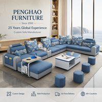 Ensemble de canapé multifonctionnel de luxe en forme de U, canapé d'angle en tissu, plusieurs sièges, détachable et lavable