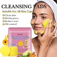 Disques de coton au curcuma en sachet, nettoyants doux, démaquillants, hydratants et exfoliants à l'acide salicylique