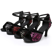 Chaussures de danse latine salsa bachata à talons noirs pour femmes