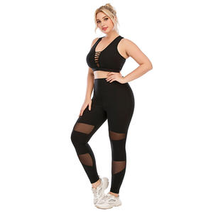 <b>Women's</b> Quick Dry Gym Fitness Yoga Leggings Sets <b>Plus</b> <b>Sizes</b> 3XL Eco-Friendly Breathable Nylon Solid Four-Way Stretch - Product Image 3