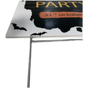 Alta calidad personalizada al aire libre resistente a los rayos UV 5mm 1000gsm Impresión de doble cara personalizada letrero de césped corrugado para Halloween