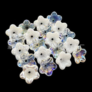 Cuentas acrílicas de flor de trompeta, color blanco perla AB, iridiscentes, tipo gloria matutina, cuentas dispersas para accesorios de cabello, boda - Product Image 2