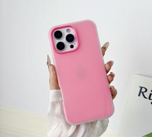 Confortable couleur bonbon givré TPU antichoc coque souple coque de téléphone <span class=keywords><strong>2</strong></span> en 1 couleur unie étui de téléphone portable pour iPhone 17 16 15 14 - Product Image 5