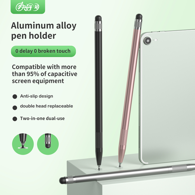 Wholesale 2-in-1 Universal Silicone Stylus Pencil Passive Touch Screen Pen for Android iPad IOS Metal Nib for Drawing Writing