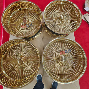 Adaptador de Ruedas de Alambre Doradas de 22/24/26 Pulgadas 4x4.5/4.75/5, Totalmente Dorado, 2 Barras, Tipo Knock-Off - Product Image 6