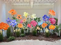 Support de fleurs lumineux LED C1012, grand support de fleurs en organza fait à la main, installation artistique de fleurs géantes, toile de fond de scène de mariage, accessoires de décoration de fête