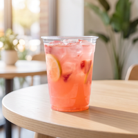 Gobelet à café glacé jetable en plastique transparent de qualité alimentaire avec impression de logo personnalisé ZFCUP, avec couvercle à dôme plat