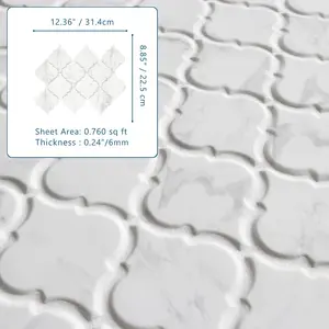 Mattonelle di mosaico di vetro riciclato di Sunwings | Stock in noi | Bianco Calacatta Latern marmo sembra mosaici parete e piastrelle del pavimento