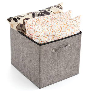 GuangDong 13 Inch Foldable Linen Fabric Toy Organizer <strong>Storage</strong> Bin for Kids Child Toy <strong>Units</strong> Boxes with Two Handles - Product Image 2