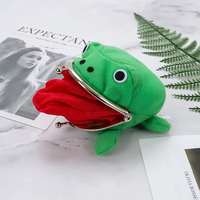 Monedero de Peluche de Rana Anime Adorable con Cierre de Beso, Divertido, Pequeño y Portátil, Accesorio de Bolsa para Juego de Rol Unisex