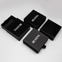 Boîte à bijoux noire de luxe personnalisée avec logo, en carton écologique, pour bagues, colliers et boucles d'oreilles, vente en gros, emballage cadeau