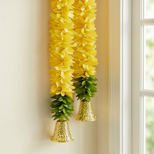 Guirnalda de Flores Artificiales Amarillas Decorativas con Campanas Doradas para Bodas, Festivales y Decoración de Templos - Product Image 4