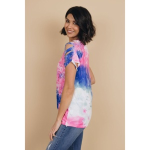 T-shirt Crop Top TD Good Mood tye da donna Slim Fit XS/XXS colletto a fiocco traspirante con motivo animato