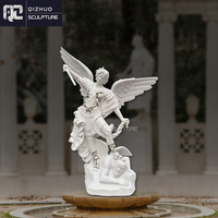 Statue d'ange en marbre naturel sculptée à la main, grandeur nature, célèbre, pour jardin extérieur, religieuse, saint Michel, l'archange