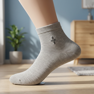Men's Breathable Knitted Athletic Crew <b>Socks</b> with Cuff Logo High Cotton Content Sweat Absorbent & Comfort Fit - Product Image 3