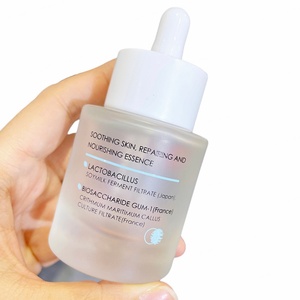 Custom Glass Cosmetic Serum Bottle 30 ml 1oz Green Amber Frosted Flat Shoulder Wide Dropper Bottle for Essential Oils 30ml - Product Image 6