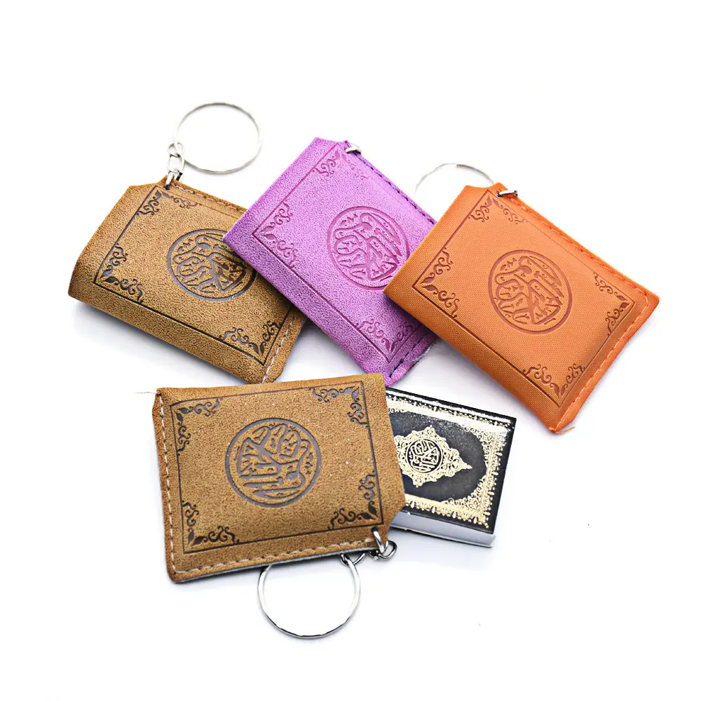 Koran Quran Arabic Hot Skin Small Pendant Handmade Religious Mini Book Keychain Multi Purpose Keychain