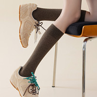 Chaussettes hautes en coton chaudes et sans coutures pour femmes, douces, extensibles, couleur unie, style décontracté, pour usage quotidien, à porter avec des mocassins