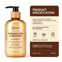 Shampooing Nourrissant et Fortifiant au Beurre de Karité Naturel, Menthe et Aloès, Sans Sulfate, Compatible Couleurs, Huile de Ricin pour Cheveux Bouclés, Marque Blanche