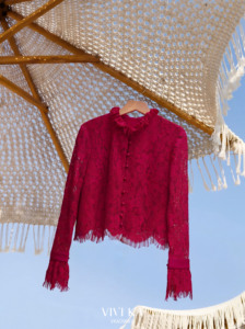 Blusa de Manga Larga con Encaje Floral, Transpirable, Informal, para Mujer, Verano, 100% Poliéster, Corte Regular, Marca SUNE - Product Image 3