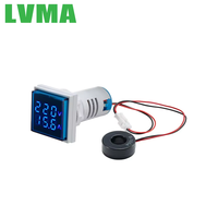 Indikator Panel Meter Plastik LVMA Voltmeter Ammeter Lampu Sinyal Pilot Lampu Digital Voltmeter IP55 Layar LED 3-Digit AC/DC