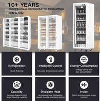 Réfrigérateur commercial blanc vertical à porte simple, double ou triple vitrée de 450 L, vitrine de supermarché, refroidisseur de boissons à air frais