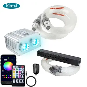 RGBW meteoro 16W Cabeça Dupla Twinkle Fibra Óptica Luzes Kit Bluetooth RGBW LED Car Starlight Headliner Kit Colorido Estrela Cadente