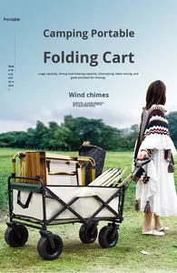 Chariot de camping pliable à 4 roues en aluminium, chariot de pique-nique à pousser à la main, chariot de camping portable, chariot de rangement de grande capacité - Product Image 3