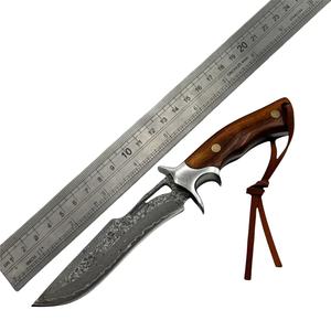 高品质手工大马士革钢固定刀片刀木柄户外生存口袋礼品来样定做野营实用刀 - Product Image 1