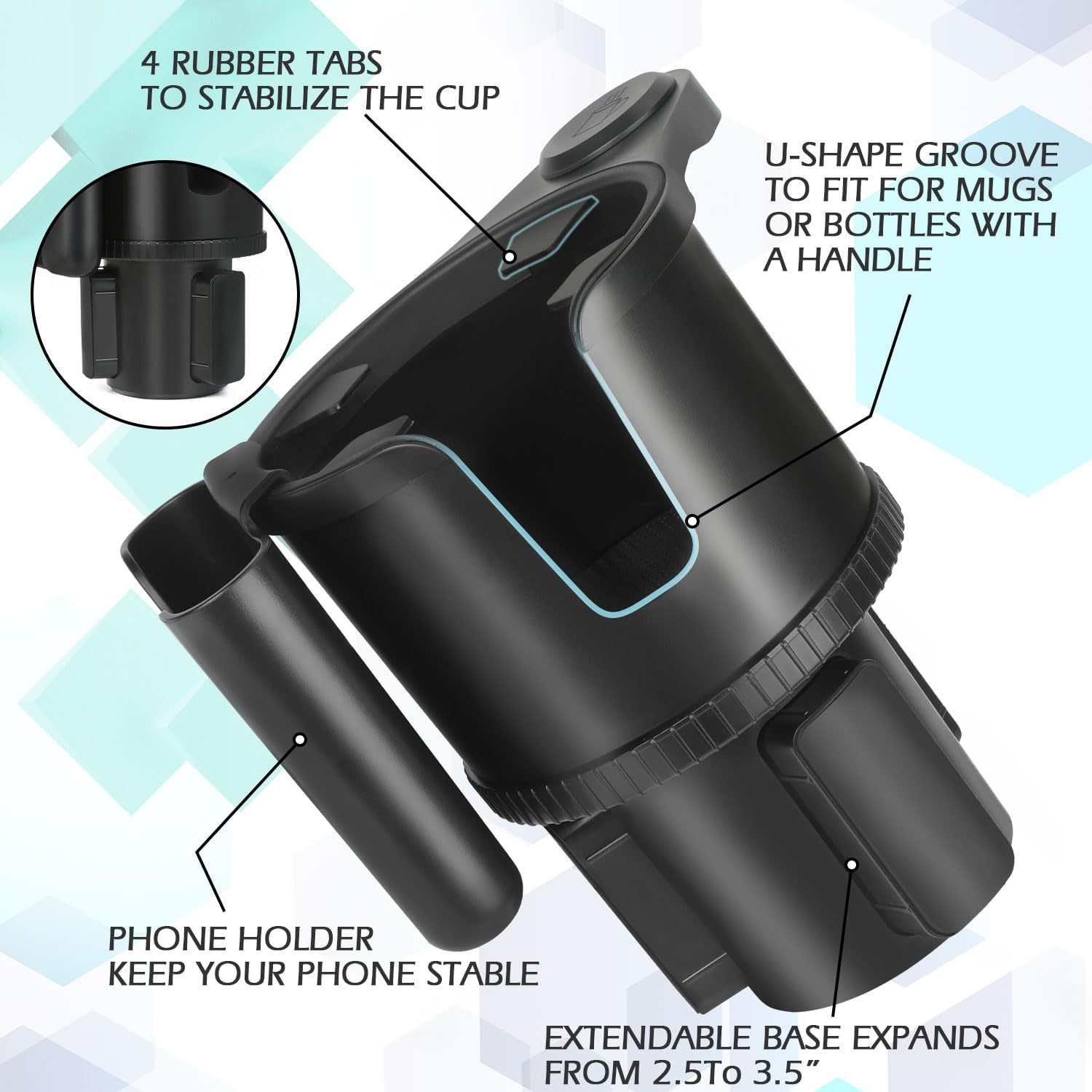 Universal Car Cup Holder Expander - ABS Material, Anti-Shake Design for Tesla Other Models