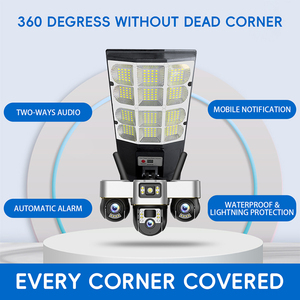 Caméra solaire Wifi ShooCam 12MP, projecteur solaire LED extérieur, lampe de rue solaire avec caméra de sécurité solaire CCTV 4G extérieure à <span class=keywords><strong>360</strong></span> degrés - Product Image 1