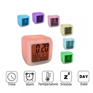 Creative Led Multi-Color Temperature Display Digital <strong>Alarm</strong> <strong>Clock</strong> Multifunctional <strong>Cube</strong> Design for Desktop Decoration - Product Image 4