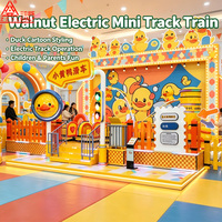 Manège de parc d'attractions au design moderne : Train électrique sur rail et mini montagnes russes