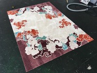 Guidant Geprägte Blumenmuster-Wollteppiche mit Mittelhohem Flor, Handgeknüpft, Rutschfest, Fleckresistent, für Hotelgebrauch