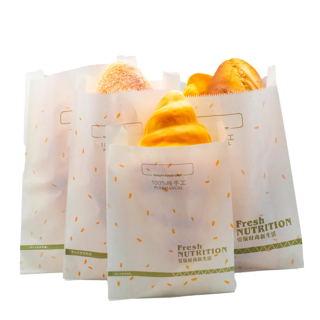 Bolsa de papel a prueba de grasa para patatas fritas, personalizable, fondo plano seguro para comida