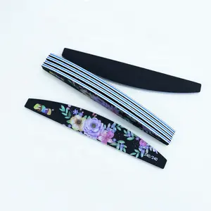 ZIRI High Quality Private LOGO Half Moon Black Korea Sanding Paper Color Printing Waterproof Nail File