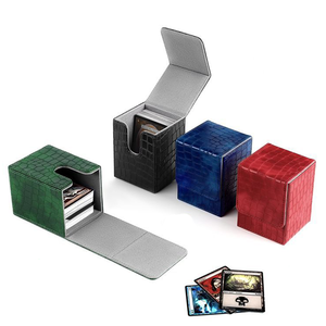 クロコダイルパターンPU MTGデッキボックス司令官、100枚以上のカードを保持、魔法の集まりのためのカードストレージボックス、Yugioh - Product Image 4