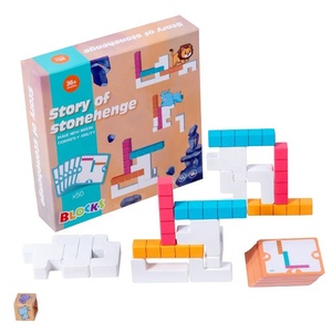 Puzzle educativo in legno <span class=keywords><strong>con</strong></span> carte gioco di blocchi di costruzione di corrispondenza cognitiva - Product Image 1