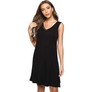 Camisón de Bambú y Viscosa Personalizado para Mujer, sin Mangas, Cuello en V, Ligero, Talla S 4XP - Product Image 3