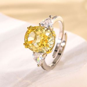 Fashion Jewelry Eco-friendly Copper Oval Cut 10*12MM Red Cubic Zirconia Womens Three Stone <b>Adjustable</b> <b>Ring</b> for Daily Wear - Product Image 5