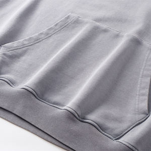 430G tinto in cera di puro cotone doppio filato ad anello usato felpa con cappuccio per gli uomini - Product Image 5